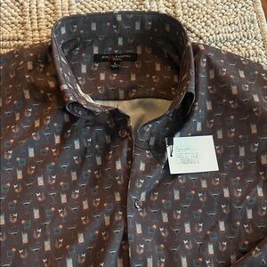 Brown Cocktail Print Men's Shirt